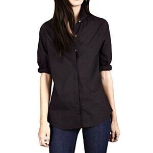 NWOT Everlane Women The Poplin Button Down Shirt Black Business Casual Size M